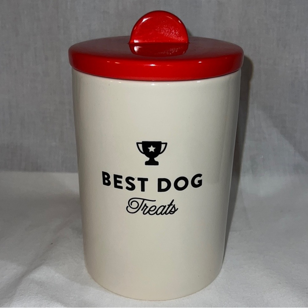 “BEST DOG Treats”-ceramic dog treat canister w/gasket for super fresh treats